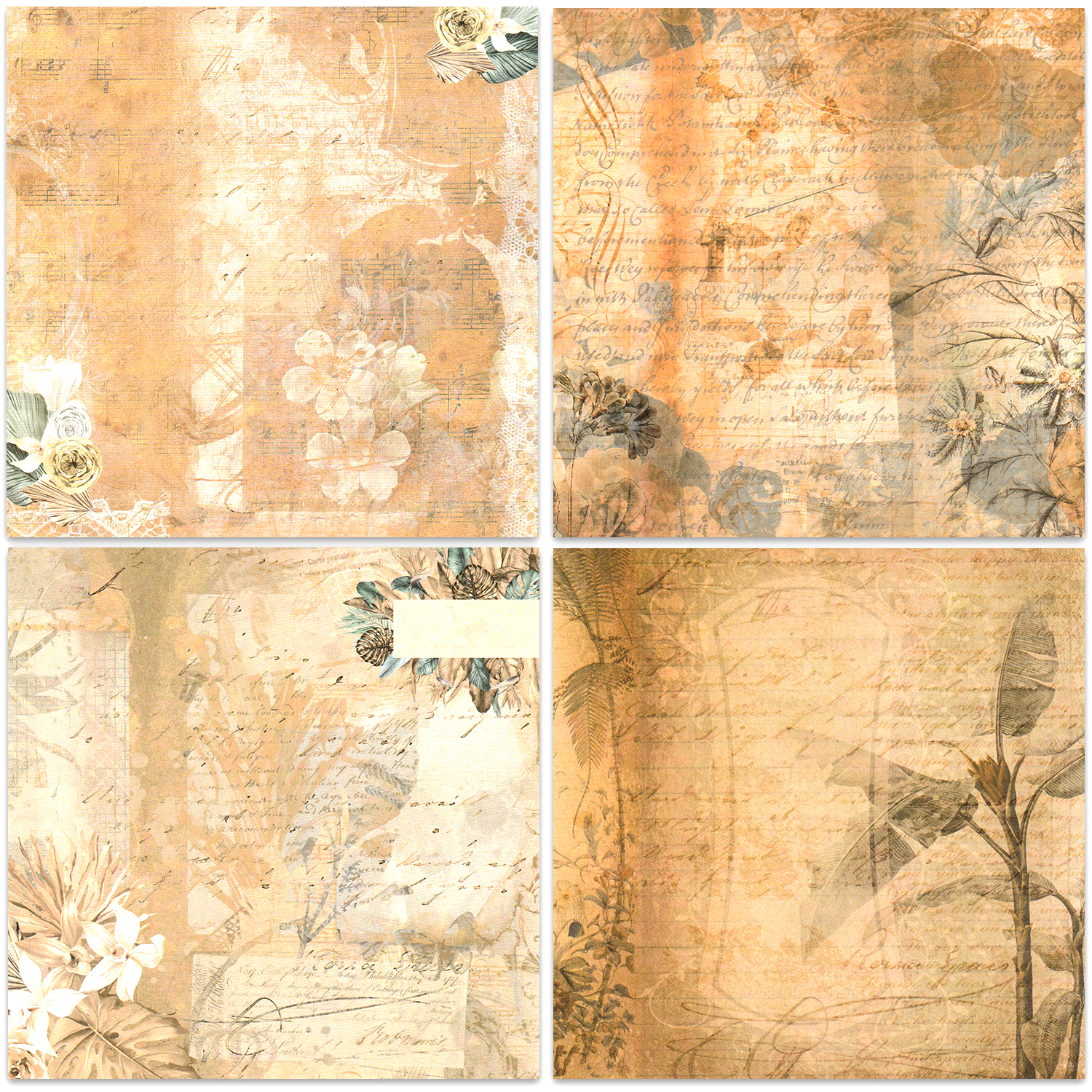 24 ark 30 x 30 cm hobbypapir til scrapbooking i blokk, akvarellfarget, enkeltsidig trykk, junk journal-kartong, rekvisita for kort
