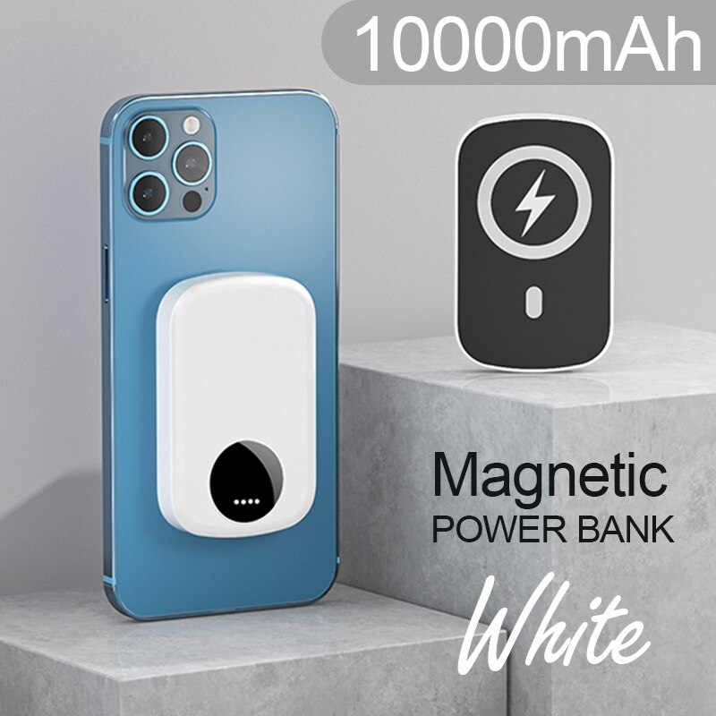 Xiaomi – batterie externe Portable, 10000mah, pour iphone 12 13, chargeur sans fil,: White-10000mAh