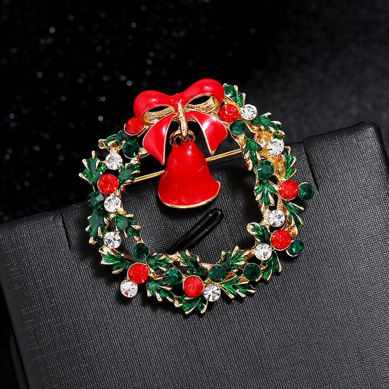Mode Kerst Broches Kerstman Hoed Handschoenen Bells Sokken Snowfake Strass Pak Metalen Pins Badges Broche Jaar