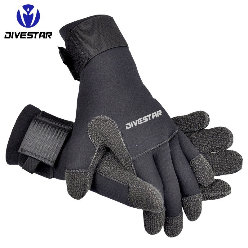 Guantes cálidos de neopreno de 3mm para hombre y mujer, guantes de buceo, windsurf, pesca submarina, guantes de pesca: S