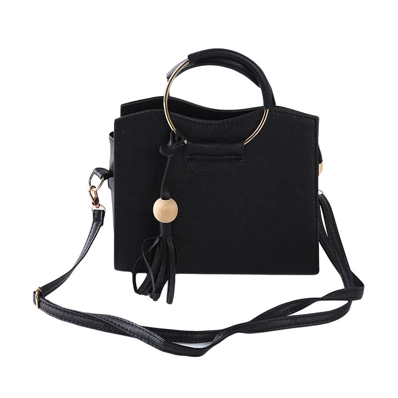 Nouvelle Version coréenne du commerce extérieur femme sac anneau en métal Mini petit sac carré épaule sac à bandoulière marée: black