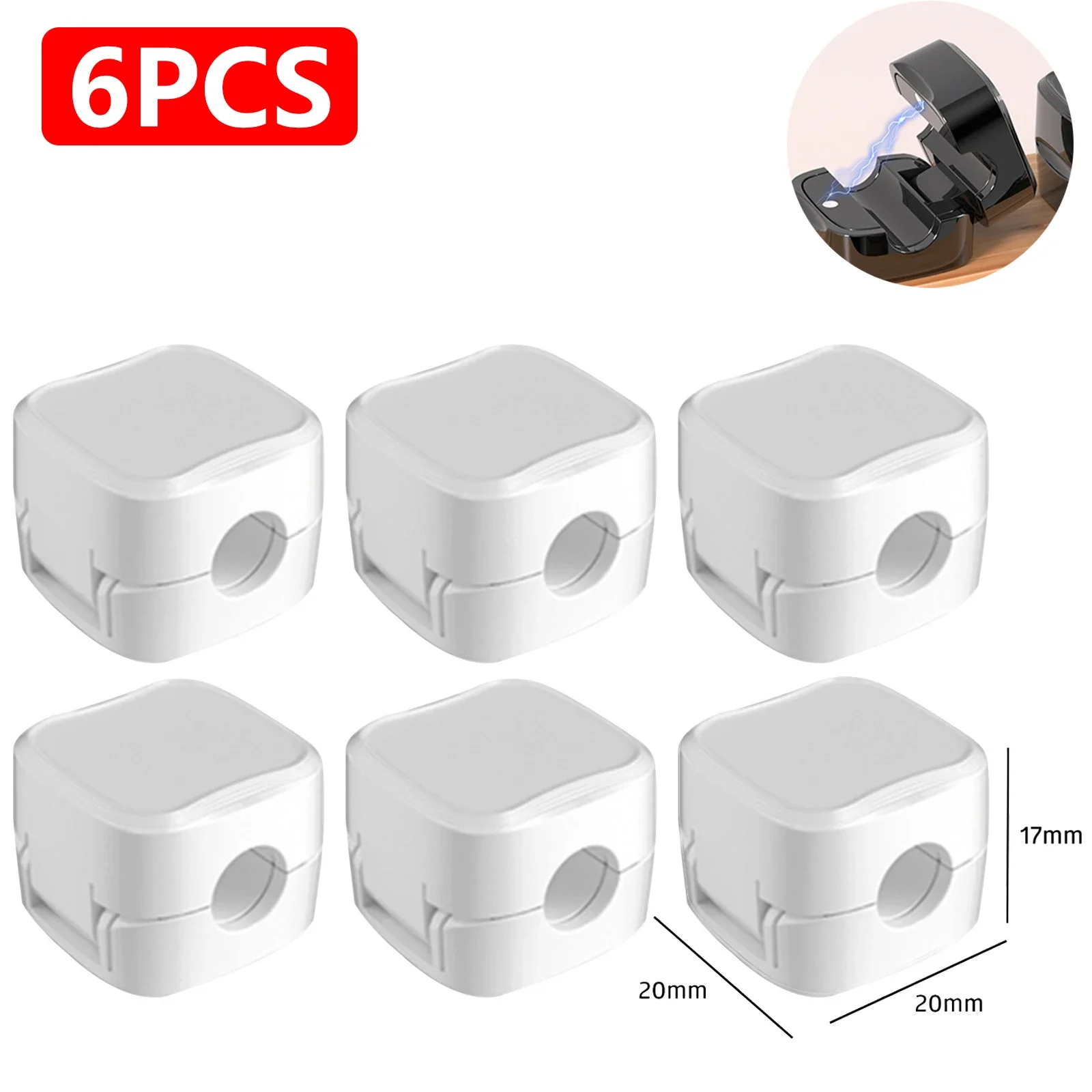 24/6PCS Magnetic Cable Organiser Clips Cable Management Wire Manager Cord Holder Charging Cable Winder Wall Mounted Hook: WHITE