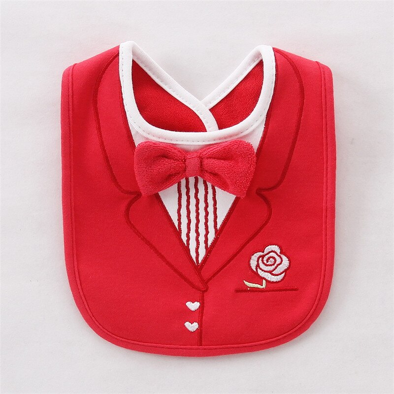 Stereoscopic Removable Baby Bibs Waterproof Tuxedo Kids Bib Saliva Towel Tie Gentleman Child Red Bow Dinner Feeding Bibs