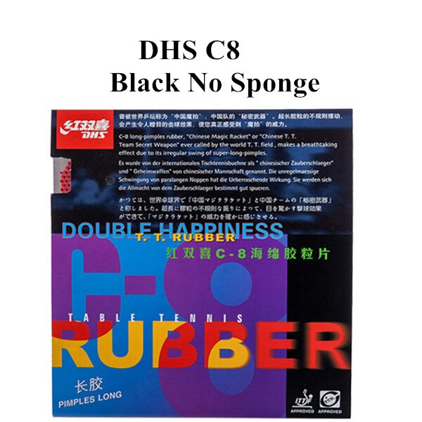 DHS C-8 C8 C 8 Lange Pips-Out Tafeltennis/PingPong Rubber Met Spons (1.0mm): BLACK OX