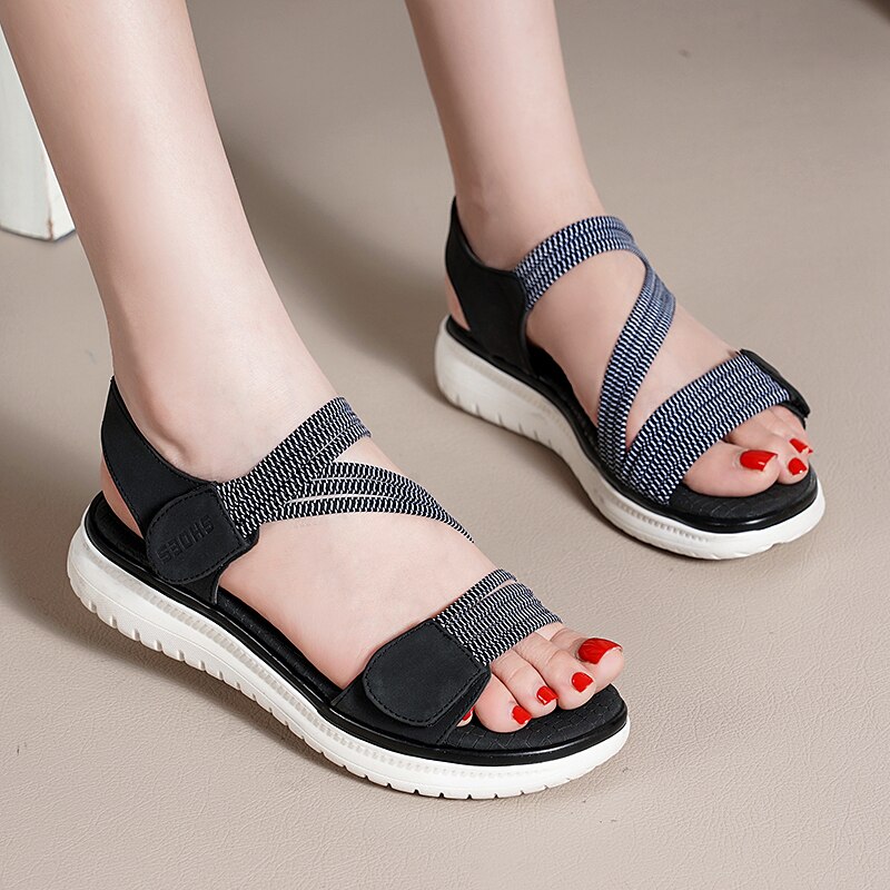 Women Sandals 2022 Heels Sandals Peep Top Summer Shoes Women Platform Sandals Soft Wedges Shoes Sandalias Mujer Casual Footwear: Black / 42