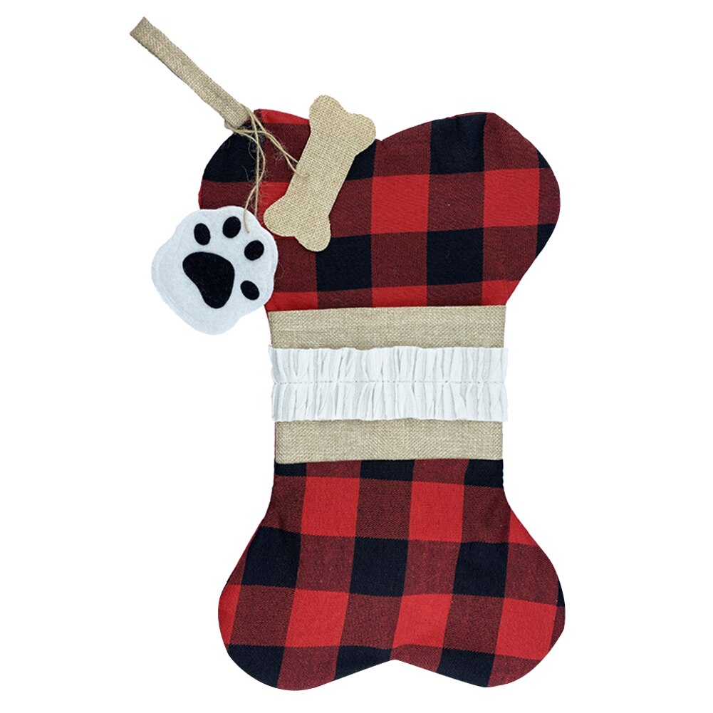 Kerst Kinderspeelgoed Kerstcadeau Tas Plaid Patroon Bone Vormige Kerstsok Decoratie: A