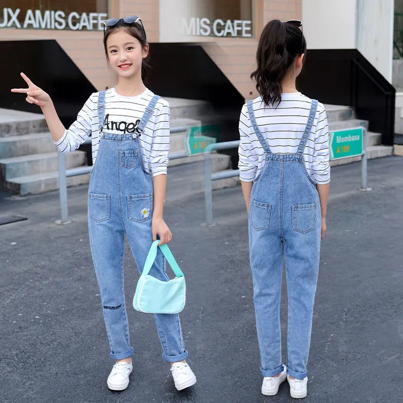 Mono vaquero y peleles para niña adolescente, pantalones vaqueros con peto, ropa para niño de 5, 6, 7, 8, 9 y 10 años