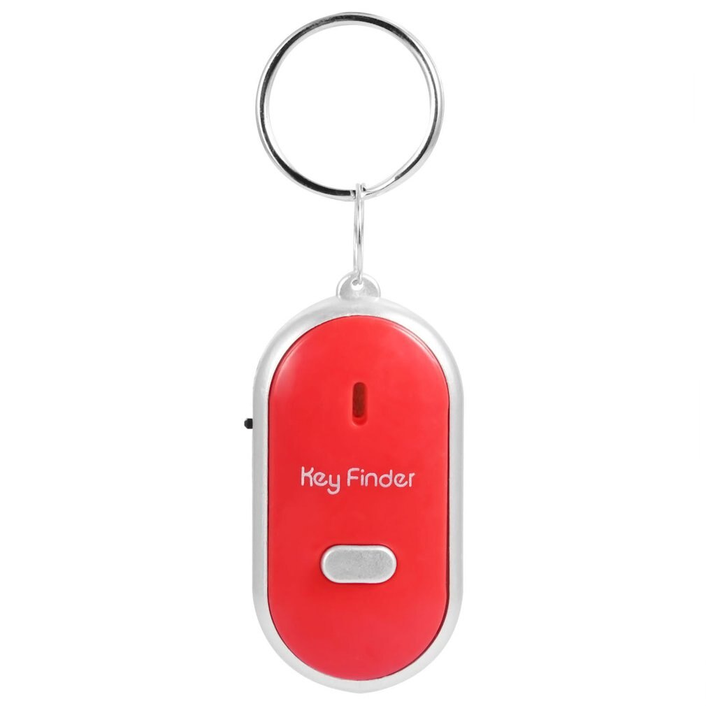 LED Whistle Key Finder Flashing Beeping Sound Control Alarm Anti-Lost Key Locator Finder Tracker with Key Ring: red