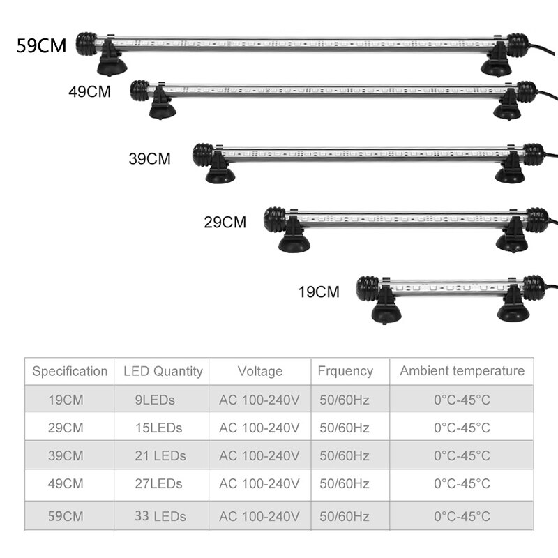 RGB Aquarium licht 18-59cm fernbedienung tauchen lampe Bunte lampe 90-260v lampe für pflanzen fisch tank ätherisches Amphibien verwenden