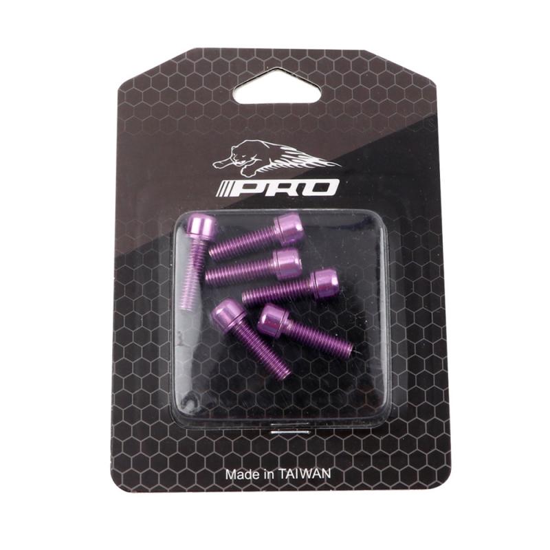 6 Stks/set Handvat Schroeven Mtb Fiets Stuur Schroeven Titanium-Plated Rvs Kleurrijke Schroeven M5 * 18Mm Stuurpen riser Schroeven: purple