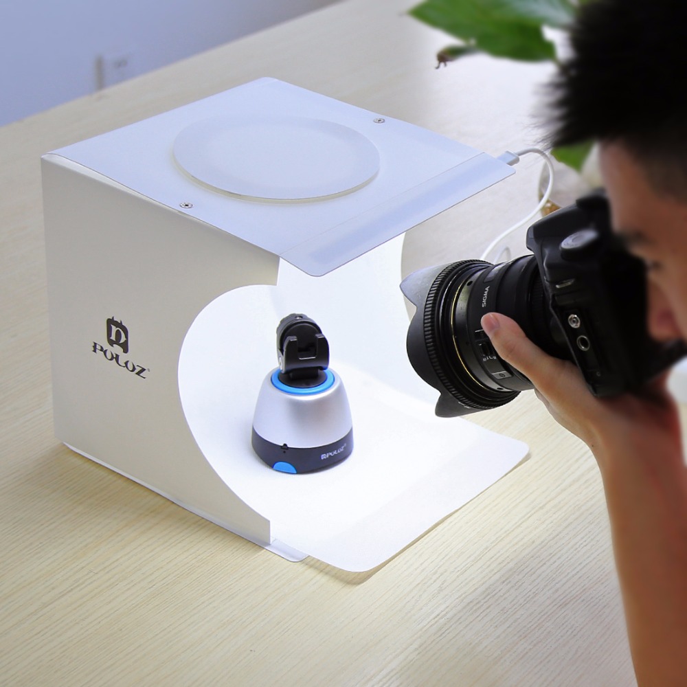 PULUZ — 8 Mini boîte à lumière pliable de 20x20 cm, avec éclairage LED, fond noir et blanc, boîte de studio photo