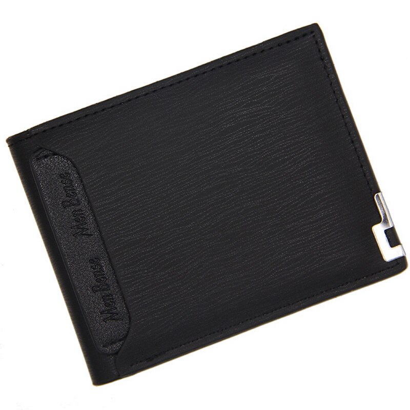 Male Short Wallets Card Holder Business Purse Multifunction PU Leather Wallet For Men Pocket Wallet With Zipper: Black 2