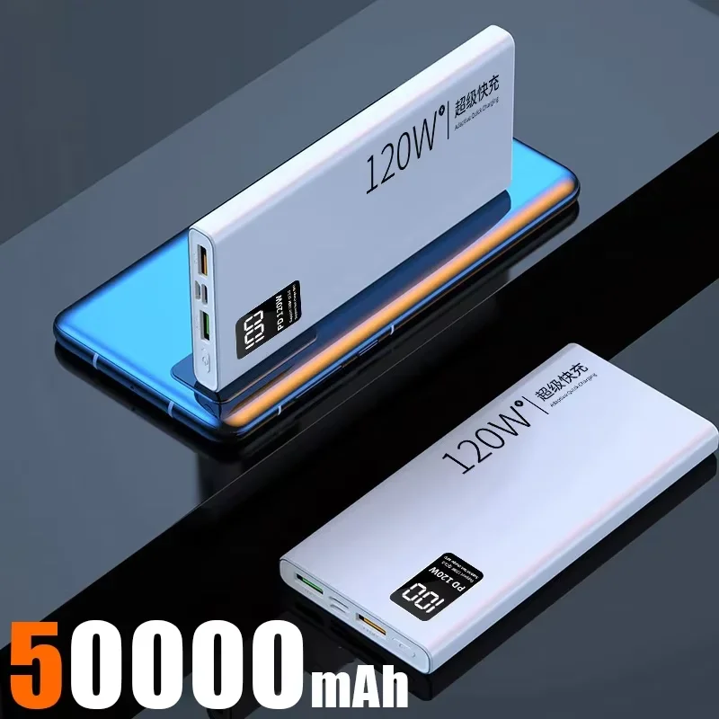 Xiaomi 30000 mah original mobil 50000 mah powerbank 120w toveis hurtigladende eksternt batteri kompatibel med android ios: Gul