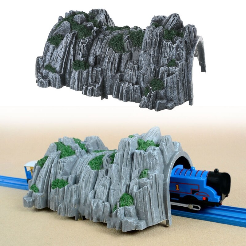 Plastic Rockery Tunnel Track Train Slot Railway Accessories Toy Y4UD