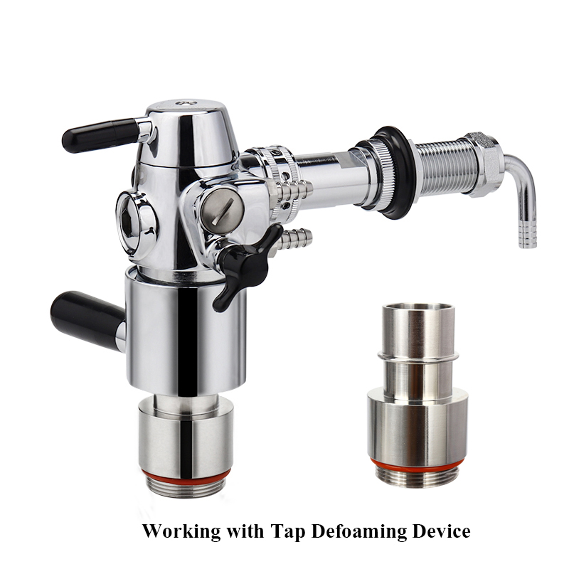 Beer Keg Mini Growler Filler Tap Adapter of Defoaming, Stainless Steel Mini Keg Defoaming Device Bottling Filler Kit Remove Foam