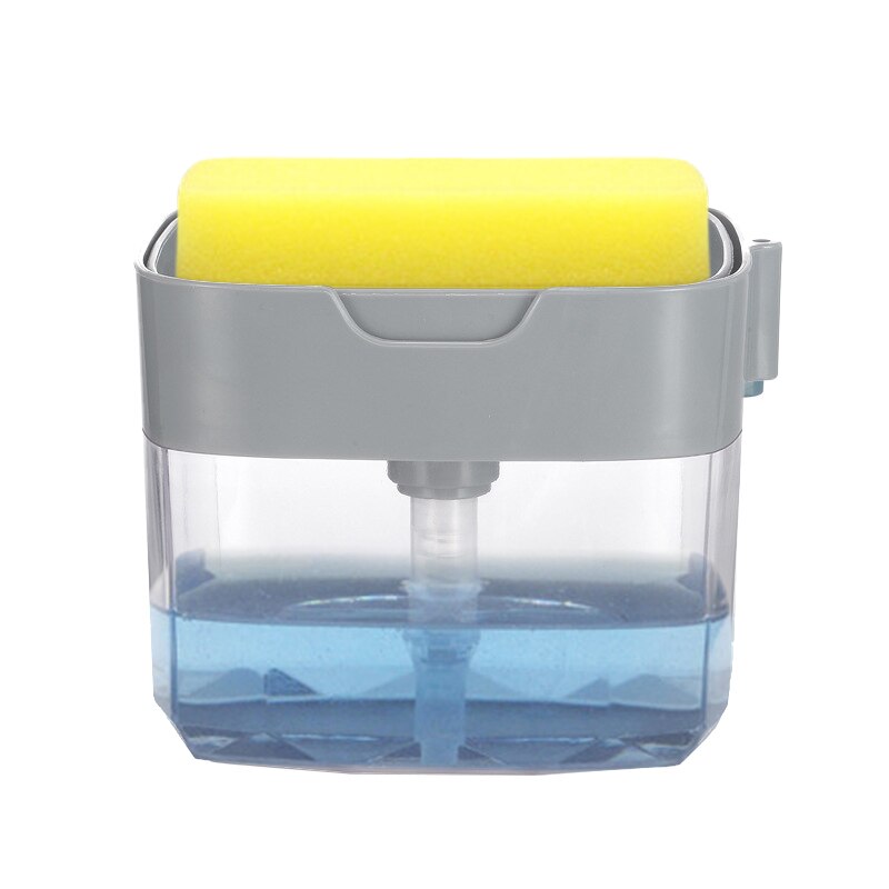 Neue 2-in-1 Seife Spender Spülmittel Spender Gericht Manuelle Presse Küche Waschen Flüssigkeit Pumpe Mit Waschen schwamm: 04