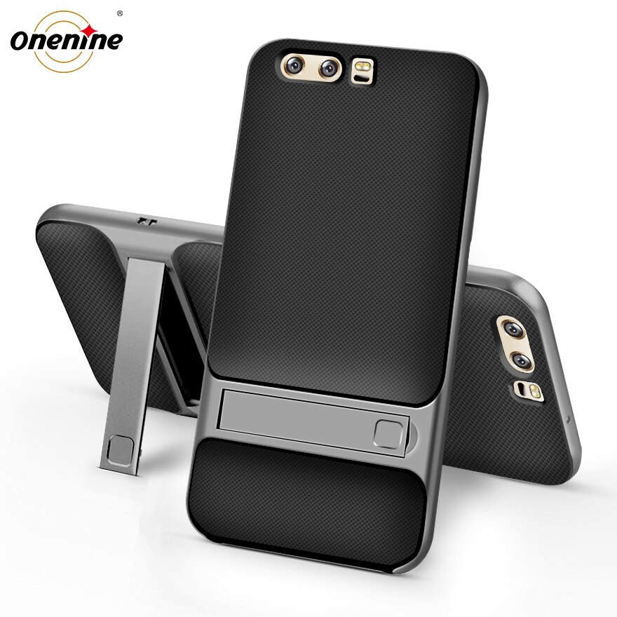 Armor Cover Cases for Huawei P10 P 10 Plus Case Silicone Cover 3D Kickstand Hybrid 360 Protection Cell Phone Back Fundas Carcasa: for Huawei P10 / Royce Gray