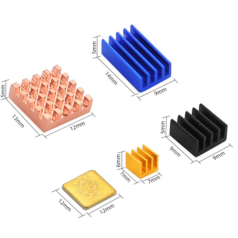 Raspberry Pi 4 Heat Sink Copper Aluminum Alloy Cooling Pad Metal Radiator Passive Cooling Heatsinks for Raspberry Pi 4 Model B