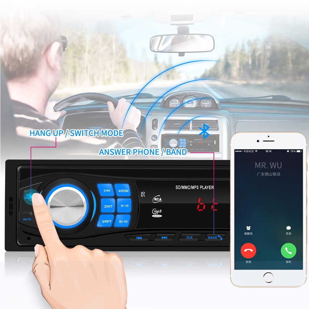 kebidu Handsfree MP3 Player In-dash 12V Car Radio 1 Din Bluetooth Car Stereo Support FM Mp3 USB WMA AUX IN Car Player