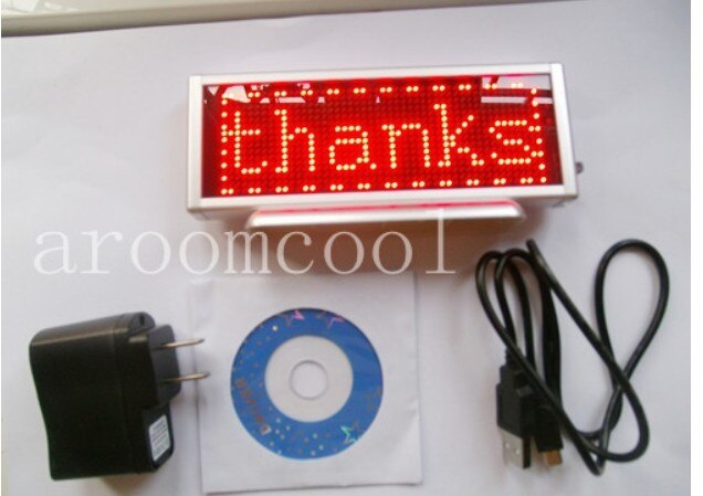 16x48 Display Programmable Message moving scrolling LED Name Badge Tag Red