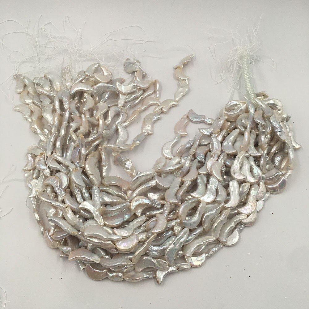 38 cm moon barok perle perler, perle l : 16-23 mm 100%  natur ferskvands løs perle med måne barok form