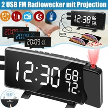 3 Color LED Digital Alarm Clock Radio Projection With Temperature And Humidity Mirror Clock Multifunctional Bedside Time Display: Default Title