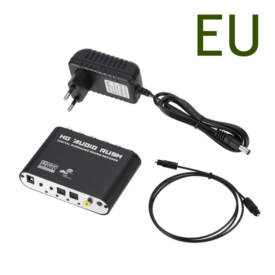 Wvvmvv  ac3 audio digital-analog 5.1- kanal stereo dac-wandler optisch spdif koaxial aux 3.5mm to 6 rca decoder verstärker: Mit eu-stecker