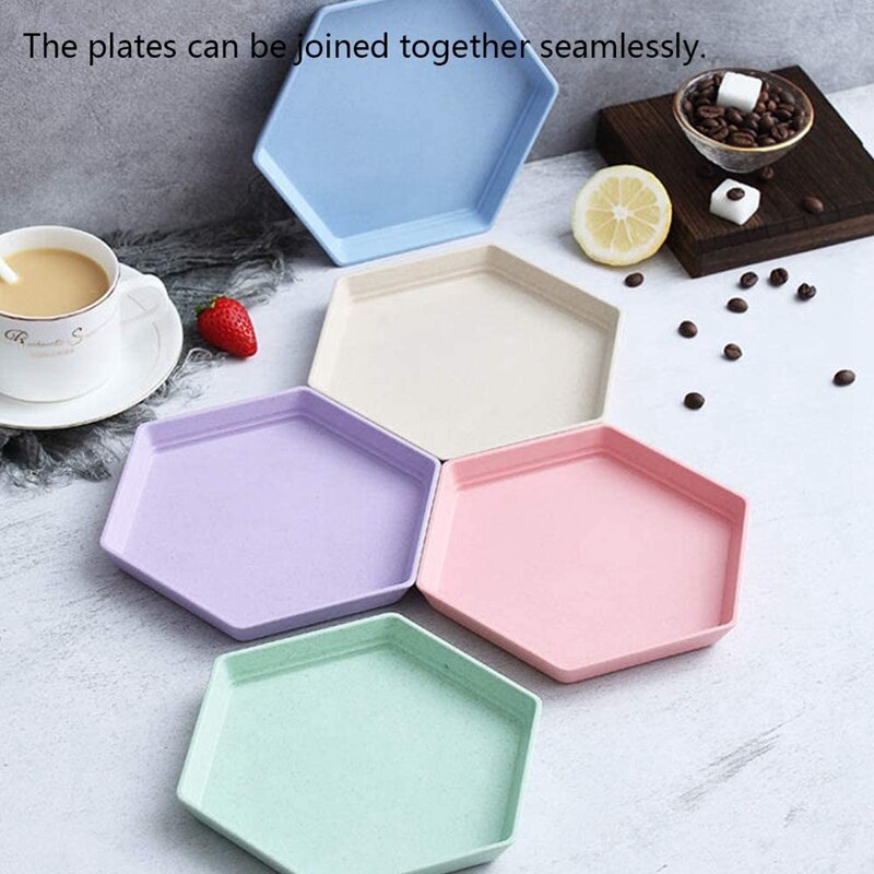 5PCS Premium Dessert Plate,Reusable Appetizer Plates,Dessert Saucer, Colorful Snack Tableware Set for Fruit,Candy
