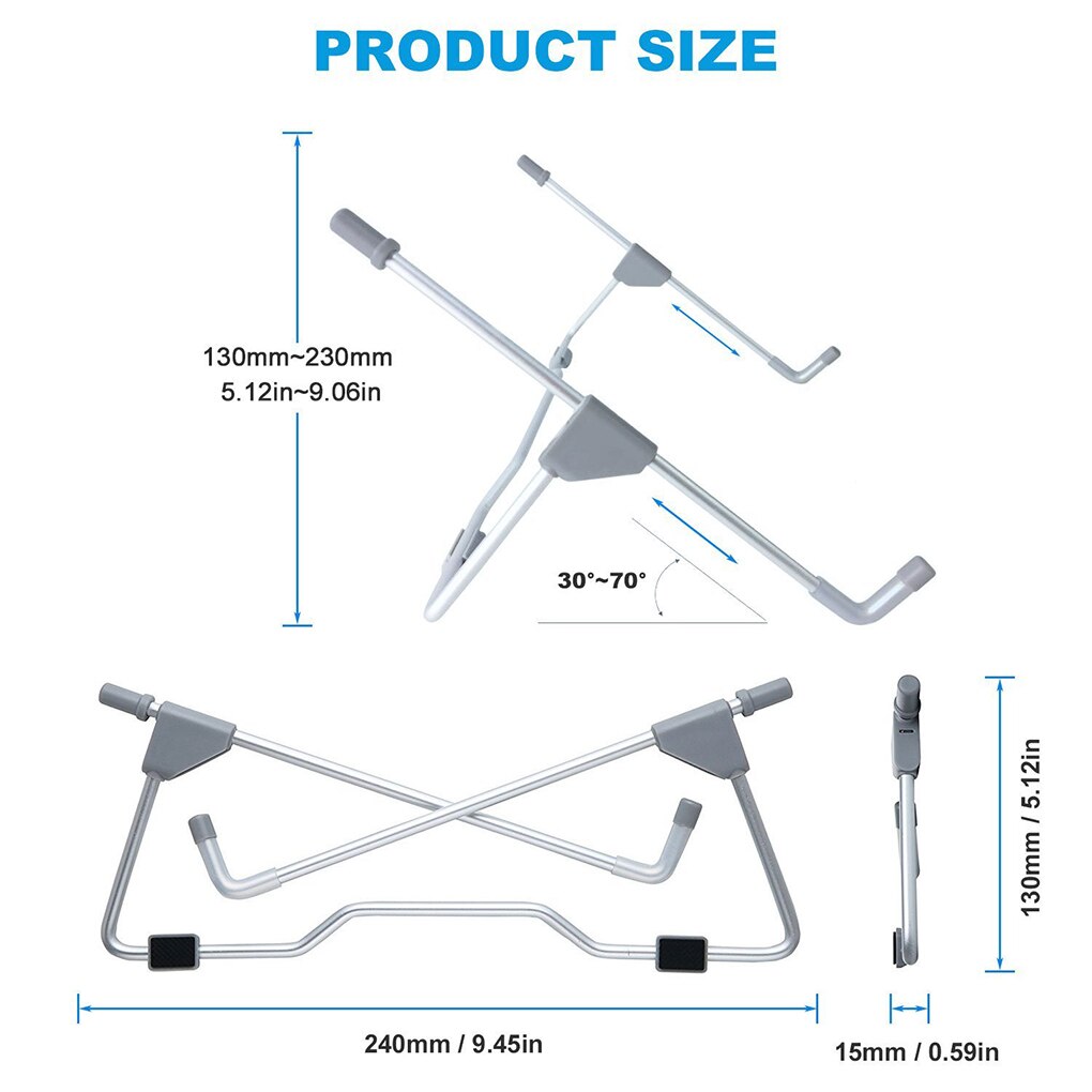 Bærbar justerbar stationær laptop notebook holder sammenfoldelig kølestativ bord tablet top skridsikker rack støtte hjemmekontor