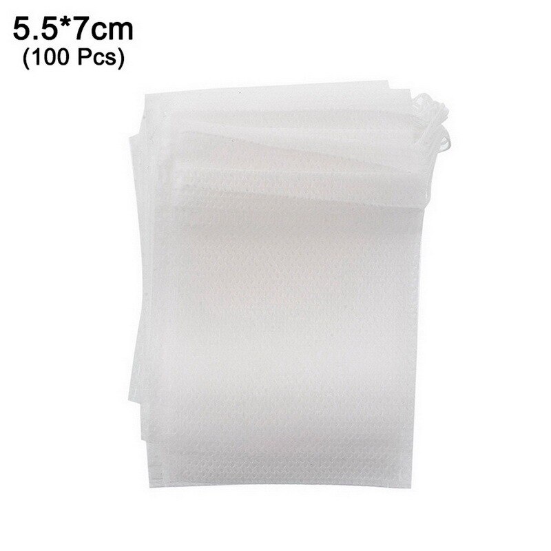 Tea Bags 100Pcs/Lot Empty Scented Drawstring Pouch Bag 5*7CM Seal Filter Cook Herb Spice Loose Coffee Pouches Tools: 5.5x7cm 100pc
