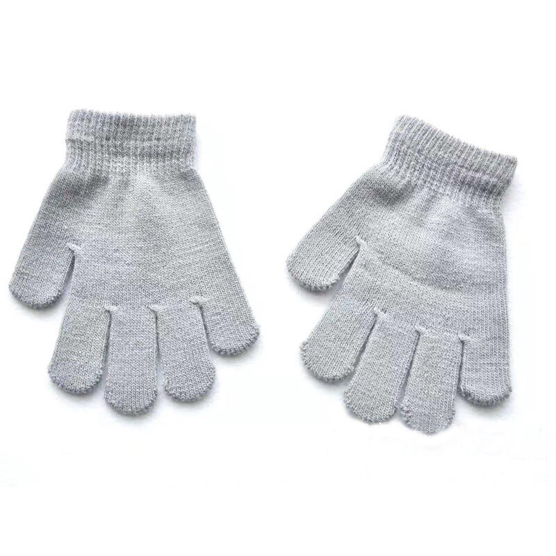 Børns varme handsker om efteråret og vinteren, med elastisk varm effekt, velegnet til børn i alderen 3-10 år, drenge og piger kan: Grå st -402