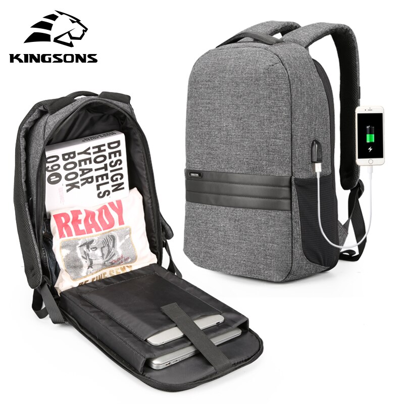 Kingsons laptoptas 15.6 voor mannen vrouwen waterdichte mochila notebook 15 inch laptop rugzak dagelijkse casual rugzak dubbele schouder