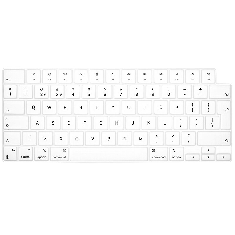 English Language EU Layout Keyboard Protector For Macbook Pro 14 A2442 16 A2485 Silicone Cover: white