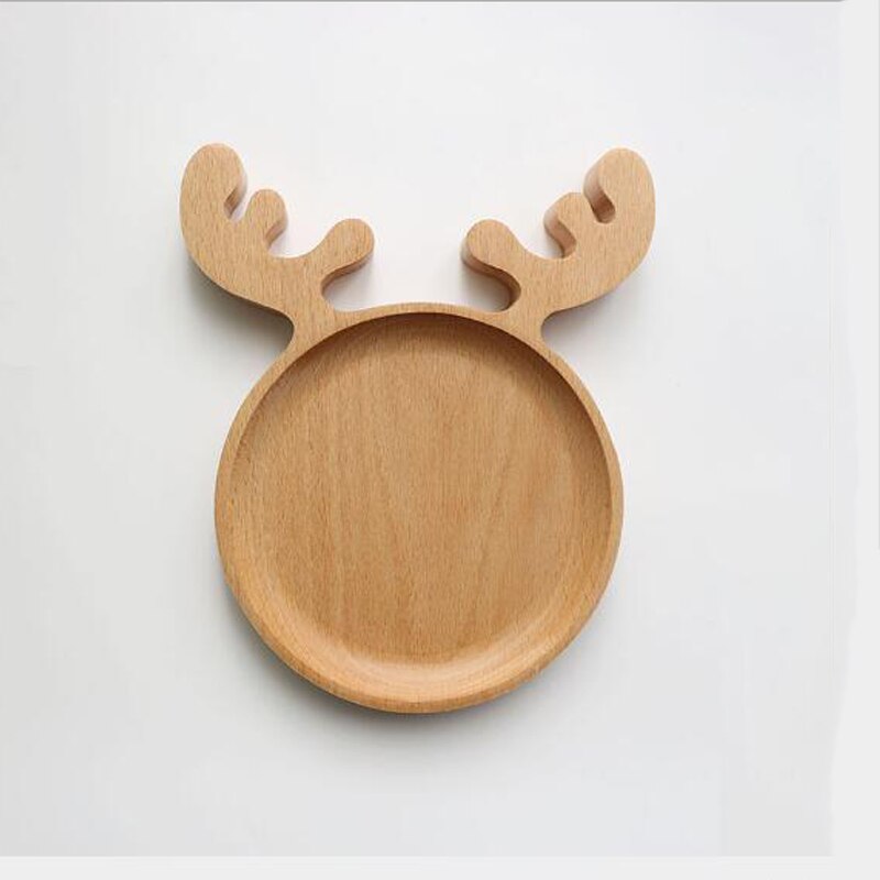 Plateau Dessert japonais dessin animé | Assiettes de cuisine en bois d'animaux, plateau de chat cerf petit déjeuner pour enfants