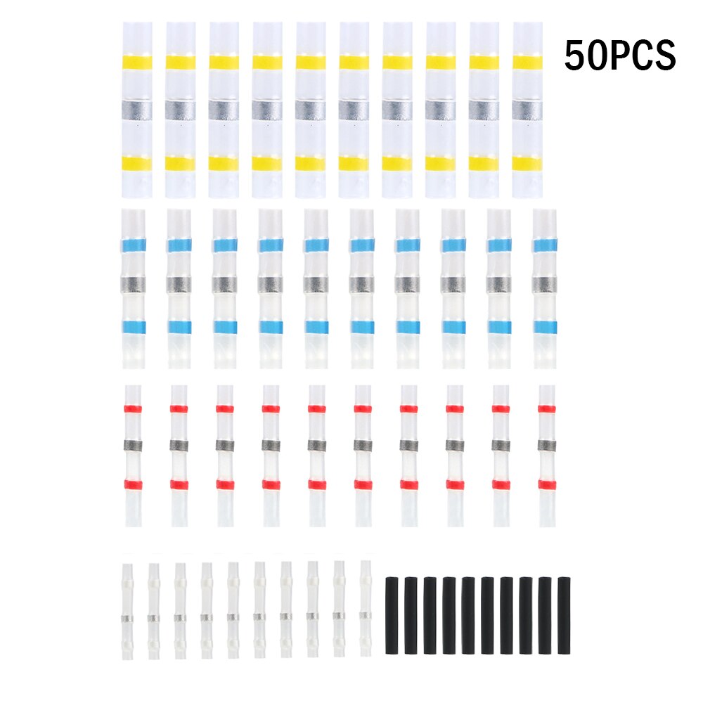 10/50Pcs Solder Ring Heat Shrinkable Terminal Mixed Heat Shrink Connector Terminal Block Welding Solder Seal Sleeve Waterproof: 50pcs