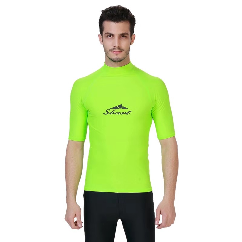 Sbart 4xl lycra float dykning våddragter herre top kortærmet vandsport solcreme t-shirt svømning surfing dykning våddragter