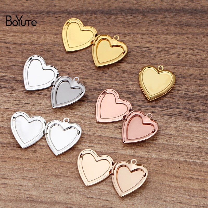 BoYuTe – médaillon en métal et laiton en forme de cœur, 22x5MM (10 pièces/lot), peut insérer un pendentif Photo