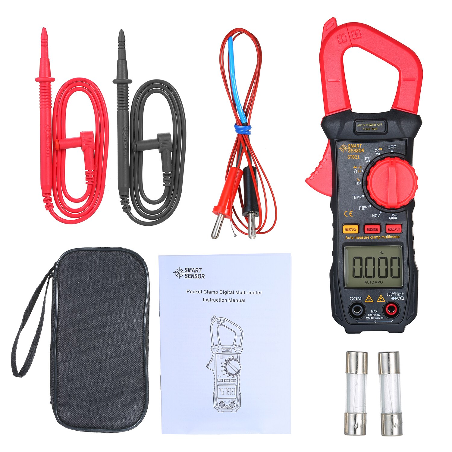 SMART SENSOR ST823/ST822 /ST821 Digital Clamp Meter High Precision Automatic Range Multimeter AC Clamp Ammeter Clamp Gauge: ST821