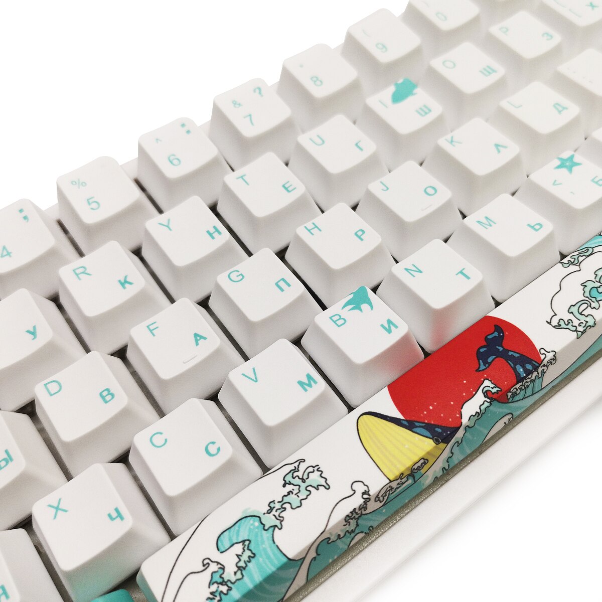 Coral Sea Key Cap Dye Sublimation 71 key OEM Highly Keyboard Russian Keycaps For RK61 GK61 GK64 ANNE PRO Womier K61 ONE 2 Mini