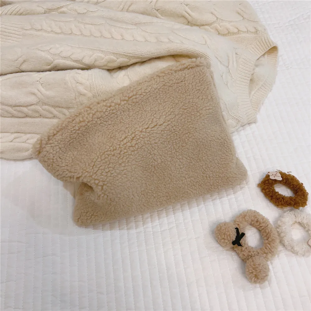 Trousse de toilette de voyage en laine douce pour femme, trousse à crayons cosmétique en peluche, trousse de maquillage, trousse à poudres, beauté, série de soins de beauté, pochette à pinceaux: WHITE