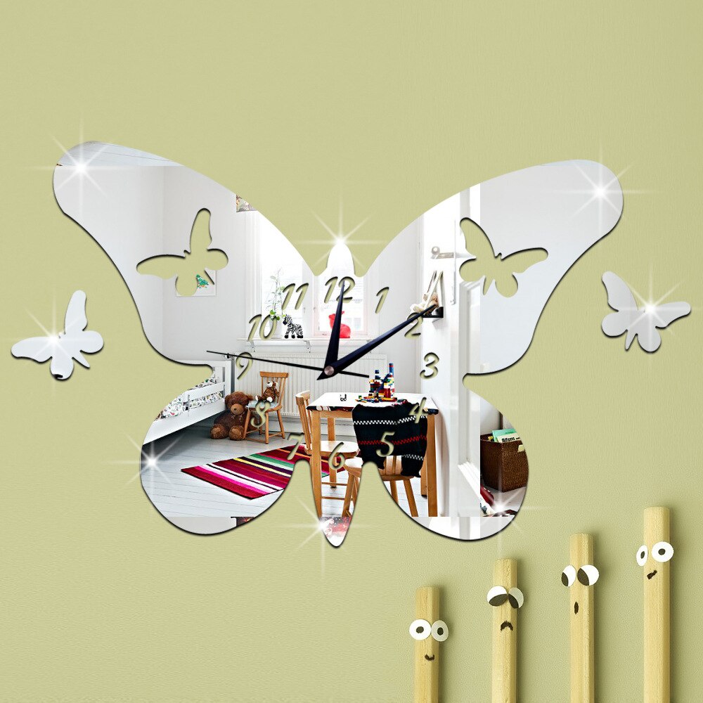 klok en creatieve klok 3D milieu stereo vlinder spiegel klok kan muur klok