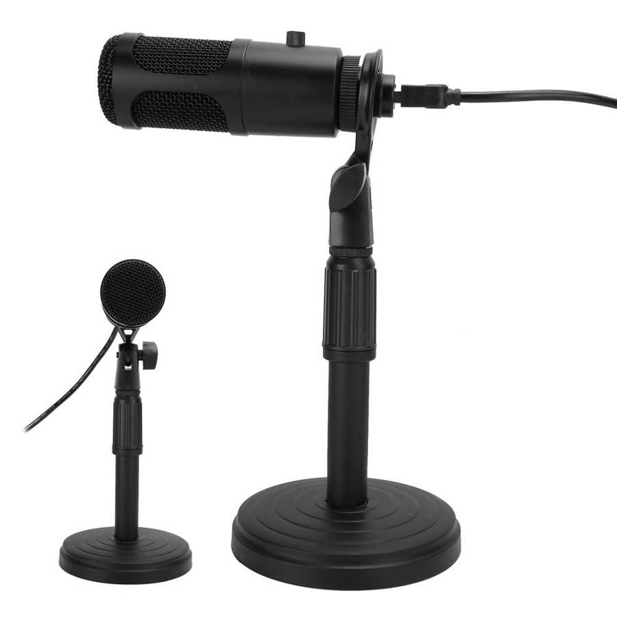 Game Microphone Desktop Base Retractable Stand USB Microphone Computer Condenser Drive-Free Game Mic Condenser Microphone