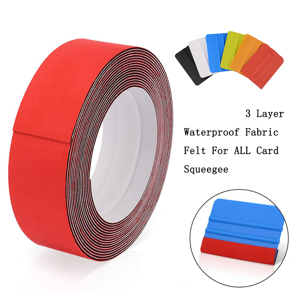 Foshio Waterdichte 3-Layer Vilt Doek Auto Gereedschap Carbon Fiber Vinyl Film Wrap Zuigmond Rand Vilt Window Tint Schraper stof Tape