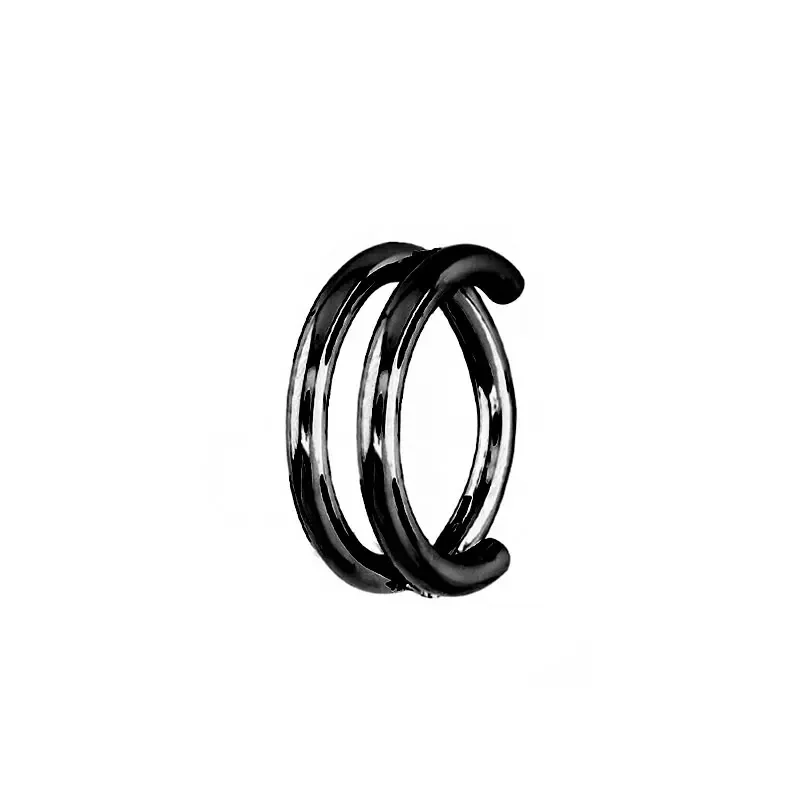 Anillo de titanio G23 para la nariz, Piercing de 16G de doble capa con bisagras huecas para tabique, cartílago de la oreja, Tragus, pendiente de Piercing en espiral, joyería para el cuerpo: Blanco / Rodio plateado