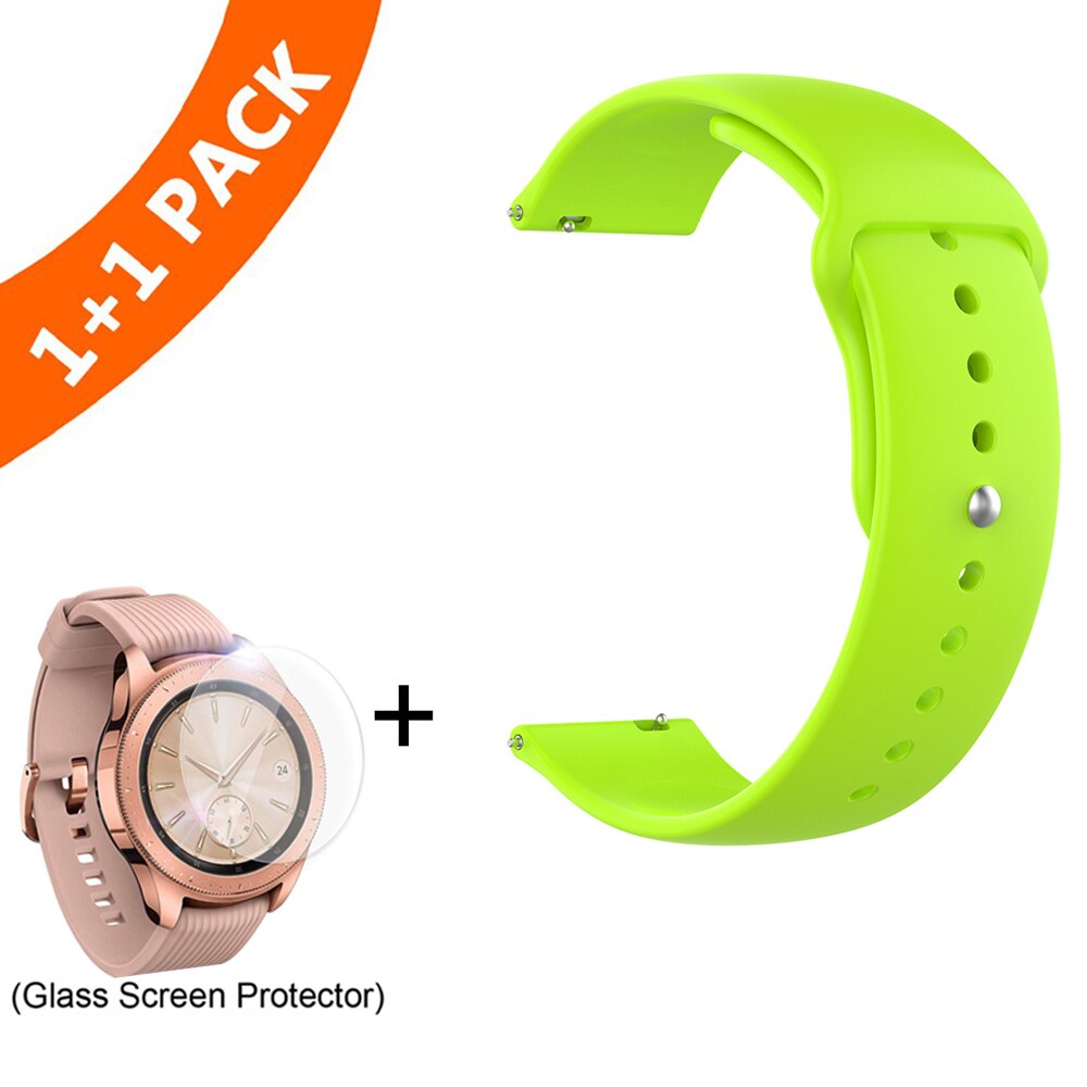 20mm armbånd til samsung galaxy ur 42mm rems silikonebånd til samsung gear  s2 classic 732 med glasbeskyttelsesfilm: Citron