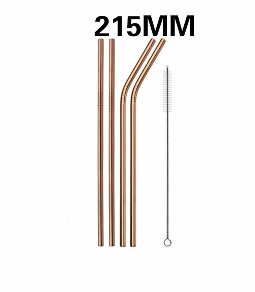 4/8Pcs Metal Straw Reusable Drinking Straw High Quality 304 Stainless Steel Metal Straw with Cleaner Brush For Mugs 20/30oz: Brownness