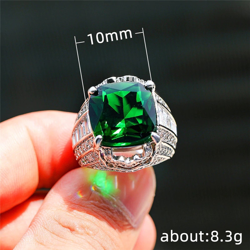 Vintage Lab Emerald Cz Ring 925 Sterling Zilveren Engagement Trouwringen Voor Vrouwen Mannen Fine Partij Sieraden