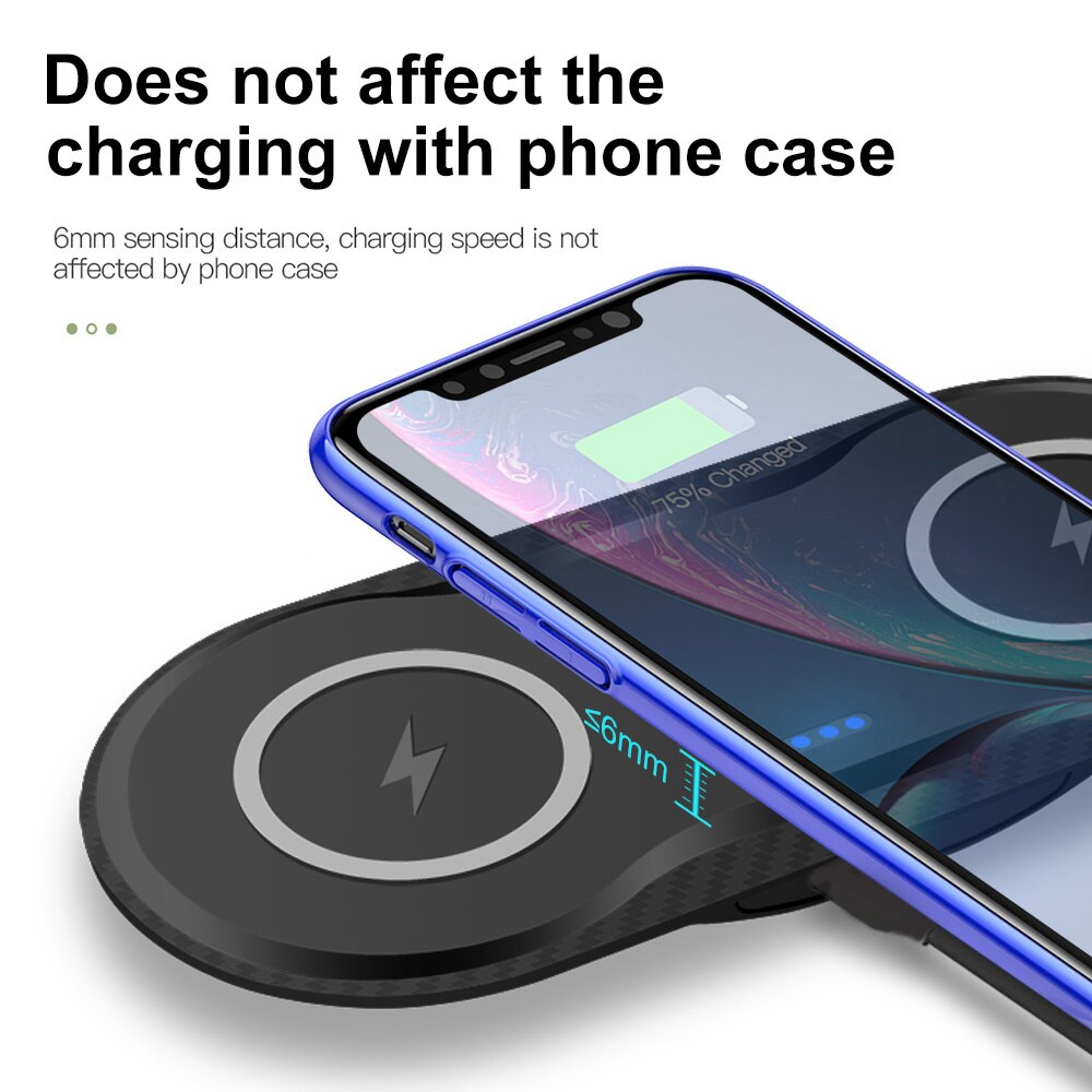 20w 2 in 1 hurtig trådløs ladestation til samsung  s20 s10 10w dual qi opladerpude til apple iphone 11 xs xr 8 x airpods pro