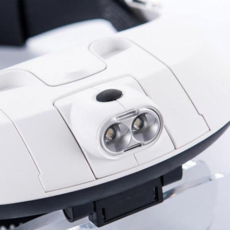 2LED Head-Mounted Illuminating Magnifier glasses Loupe occhiali ingrandimento pocket microscope mikroskop lente