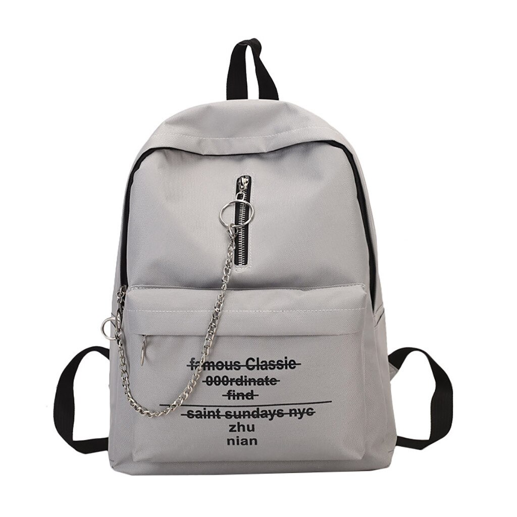 Canvas Unisex Teenager Swimming Backpack Jacquard Solid Chain Letter Decoration Leisure School Travel Bag: Gray Color
